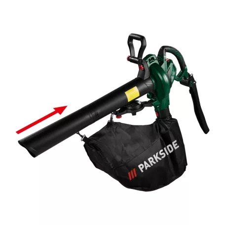ParkSide PELSB 3000 A1 elektromos (vezetékes) 3000W szabályozható fordulatú lombszívó / lombfúvó / 1:16 mulcsoló 55 literes gyűjtőzsákkal (ParkSide PLS 3000 A1 utódja)