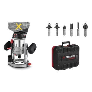   ParkSide Performance PMFAP 20-Li A1 / B2 SOLO X20V Router, vezeték nélküli akkus felsőmaró (marógép), akku és töltő nélkül, 6 db maróbittel