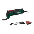 BCS ParkSide PMFW 310 H5 elektromos 310W multifunkciós szerszámgép, 5 az 1-ben multiszerszám kofferben, tartozékokkal (új gép használt tartozékokkal)