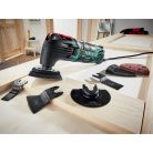 BCS ParkSide PMFW 310 H5 elektromos 310W multifunkciós szerszámgép, 5 az 1-ben multiszerszám kofferben, tartozékokkal (új gép használt tartozékokkal)