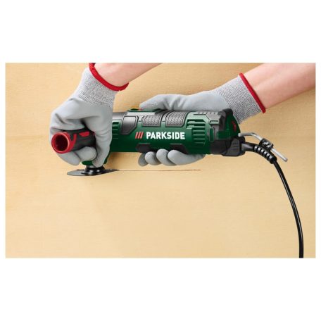 ParkSide PMFW 310 I6 elektromos 310W multifunkciós szerszámgép, 5 az 1-ben oszcillációs rezgő multiszerszám kofferben, tartozékokkal (fűrészel, vág, hántol és csiszol)