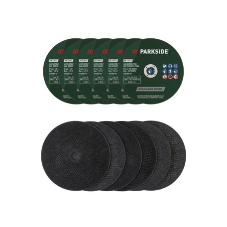 ParkSide 12 darabos 180 mm vágókorong készlet PMTS 180 A1 / B2 fémdarabolóhoz (6 x nemesacél + 6 x acél, vasprofil, öntvény vágokorong)