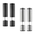 Ambiano PM-21 inox / antracitszürke borsörlő szett, 2 darabos nemesacél elektromos (elemes) kerámia só- és borsörlő, fűszer- és borsdaráló készlet