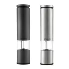 Ambiano PM-21 inox / antracitszürke borsörlő szett, 2 darabos nemesacél elektromos (elemes) kerámia só- és borsörlő, fűszer- és borsdaráló készlet