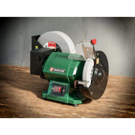 ParkSide PNTS 250 C2 nedves és száraz elektromos csiszoló, duplacsiszoló, kettős köszörű, csiszológép 250W (Wet & Dry Bench Grinder)