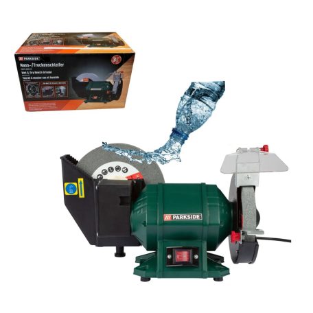 ParkSide PNTS 250 C2 nedves és száraz elektromos csiszoló, duplacsiszoló, kettős köszörű, csiszológép 250W (Wet & Dry Bench Grinder)