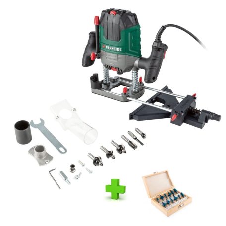 ParkSide POF 1200 D3 / E4 / F4 XL elektromos 1200W felsőmaró, felsőmarógép 18 részes maróbit készlettel