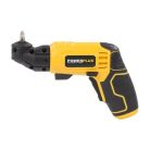 PowerPlus POWX00408 mini 3.6V 1500 mAh 5.5 Nm akkus multifunkciós csavarozó cserélhető fejekkel (excenter-, sarok-, vágófej) + 16 bittel, kofferben