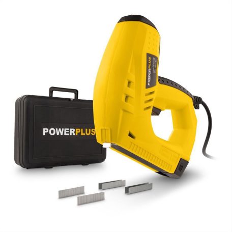 PowerPlus POWX13700 Stapler / Nailer 45W elektromos tűzőgép és szögbelövő + 200 db TYPE 53 kapocs 14 mm és 100 db TYPE 47 szeg 15 mm