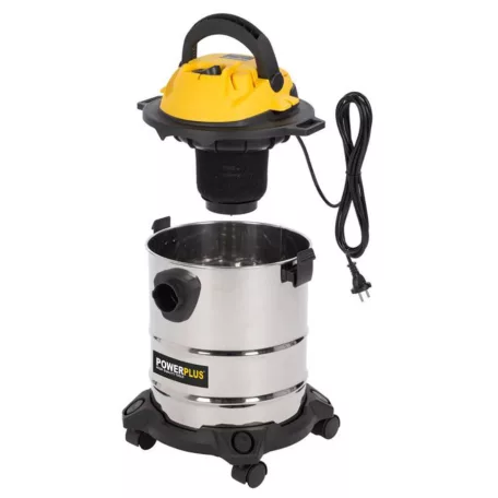PowerPlus POWX322 inox 15 literes 1000W nemesacél száraz - nedves porzsák nélküli porszívó (porzsákkal is használható)