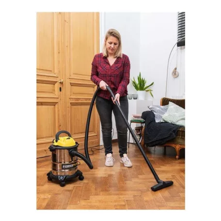 PowerPlus POWX322 inox 15 literes 1000W nemesacél száraz - nedves porzsák nélküli porszívó (porzsákkal is használható)