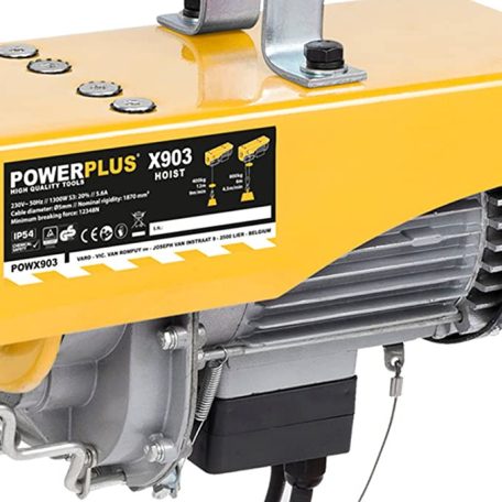 PowerPlus POWX900 elektromos csörlő 500W teljesítmény, 200 kg (6 méter magasra, 4 m / perc sebességgel) | 100 kg (12m magasra,  8 m / perc sebességgel)