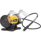 PowerPlus POWX1280 elektromos 120W duplacsiszoló, duplatárcsás csiszológép 103 kiegészítővel, rugalmas tengellyel, csiszoló és polírozó koronggal,  flexibilis köszörű szárral