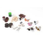 PowerPlus POWX1280 elektromos 120W duplacsiszoló, duplatárcsás csiszológép 103 kiegészítővel, rugalmas tengellyel, csiszoló és polírozó koronggal,  flexibilis köszörű szárral