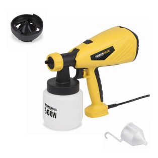   PowerPlus POWX354 elektromos, vezetékes HVLP festékszóró pisztoly 500W 0.8 liter 1.8 mm / 2.6 mm fúvókával és viszkozitásmérő pohárral (POWX 354 Paint Spray Gun)