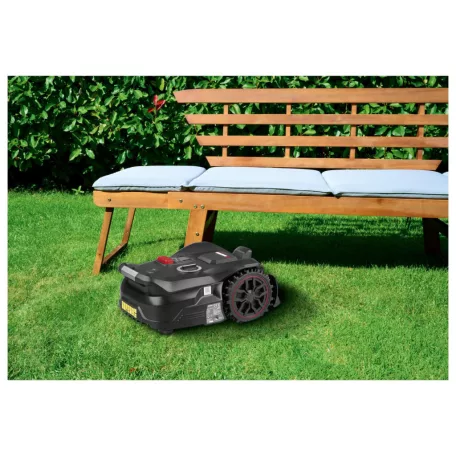 ParkSide Performance PPAMR 1250 A1 SMART prémium robotfűnyíró 1250 m2 területre, határoló vezeték nélkül, 20V 4Ah akkuval és dokkoló állomással