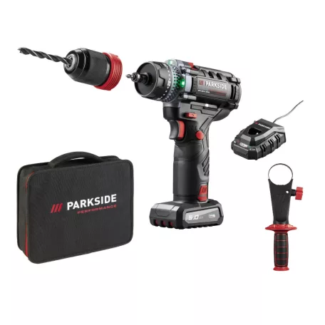 ParkSide Performance PPBSSA 12 A1 12V 5Ah 80 Nm levehető tokmányos X12V akkus fúró - csavarozó, behajtó szövet hordtáskában, 12V 5Ah akkuval és 100W 6A gyorstöltővel