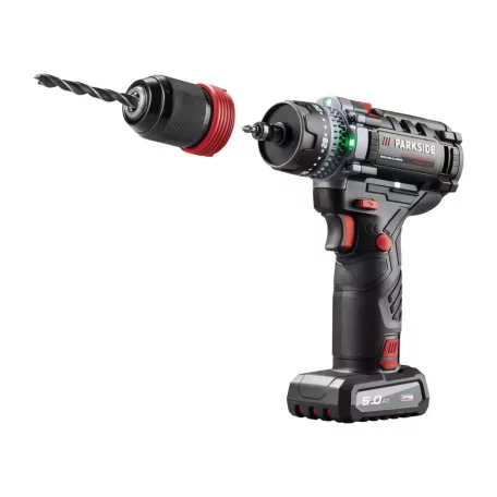 ParkSide Performance PPBSSA 12 A1 12V 5Ah 80 Nm levehető tokmányos X12V akkus fúró - csavarozó, behajtó szövet hordtáskában, 12V 5Ah akkuval és 100W 6A gyorstöltővel