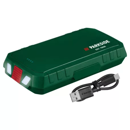 ParkSide PPB 20000 A1 PD Fast Charge 20000 mAh Li-ion PowerBank, hordozható mobiltöltő akkumulátor 15W, 5V 3A - 12V 1.5A Power Delivery 3.0