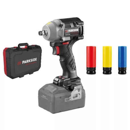 ParkSide Performance PPDSSA 20-Li B2 Prémium Brushless 20V X20V 120 / 400 / 600 Nm akkus ütvecsavarozó, akkumulátoros kerékkulcs kofferben, 3 db CR-MO dugókulccsal, akku és töltő NÉLKÜL