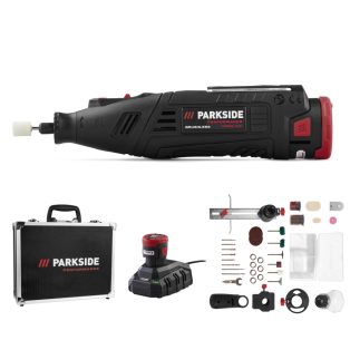   ParkSide Performance PPFBSA 12 A1 12V 2Ah cserélhető Li-ion akkus panelfúró,  72 részes multicsiszoló készlet alu kofferben, akkuval és töltővel