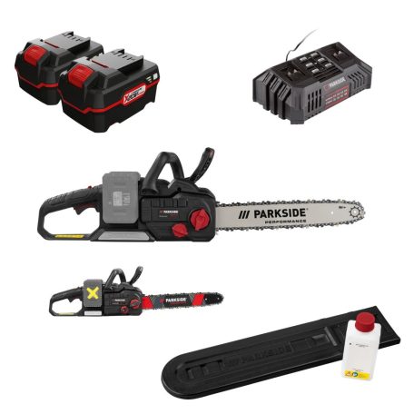 ParkSide Performance PPKSA 40-Li A1 / B2 XL 2 x 20V 4Ah 38 cm 40V dupla akkus fűrész, akkumulátoros láncfűrész akkuval és dupla gyorstöltővel