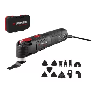   ParkSide Performance PPMFW 550 A1 elektromos 550W prémium multifunkciós szerszámgép, 5 az 1-ben oszcillációs rezgő multiszerszám kofferben, tartozékokkal (fűrészel, vág, hántol és csiszol)