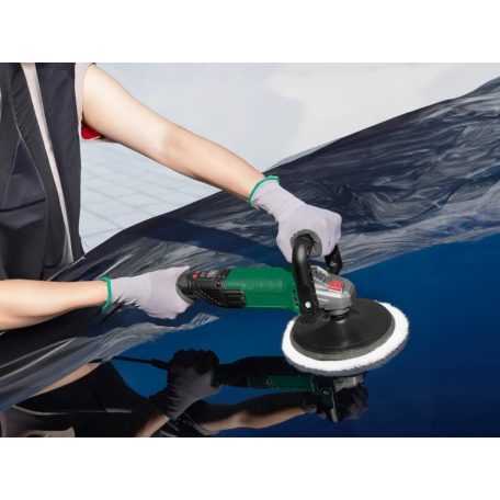 ParkSide PPM 1200 A2 elektromos vezetékes plírozógép, 1200W 180 mm autó polírozó gép digitálisan szabályozható sebességgel 800 - 3500 RPM 