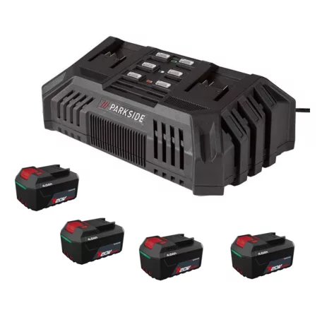 ParkSide PRMA 40-Li C1 / D2 / E3 D-SMART-4X4 X20V 4 db PAP 204 A1 20V 4Ah Li-ion dupla akkus, 40 cm vezeték nélküli, fűgyűjtős, 40V akkumulátoros fűnyíró dupla akkutöltővel
