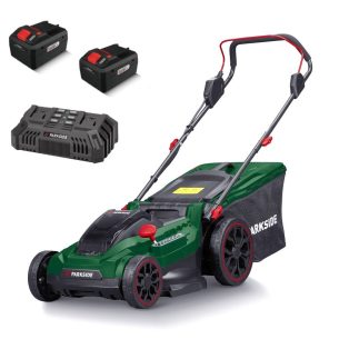   ParkSide PRMA 40-Li C1 / D2 / E3 D-SMART-8 X20V 2 x PAPS 208 A1 20V 8Ah Bluetooth Smart Li-ion dupla akkus, 40 cm vezeték nélküli, fűgyűjtős, 40V akkumulátoros fűnyíró dupla akkutöltővel