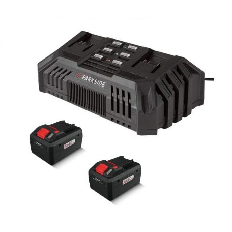 ParkSide PRMA 40-Li C1 / D2 / E3 D-SMART-8 X20V 2 x PAPS 208 A1 20V 8Ah Bluetooth Smart Li-ion dupla akkus, 40 cm vezeték nélküli, fűgyűjtős, 40V akkumulátoros fűnyíró dupla akkutöltővel
