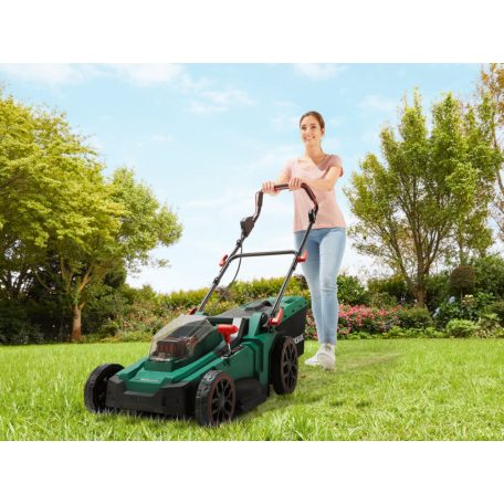 ParkSide PRMA 40-Li C1 / D2 / E3 D-SMART-8 X20V 2 x PAPS 208 A1 20V 8Ah Bluetooth Smart Li-ion dupla akkus, 40 cm vezeték nélküli, fűgyűjtős, 40V akkumulátoros fűnyíró dupla akkutöltővel