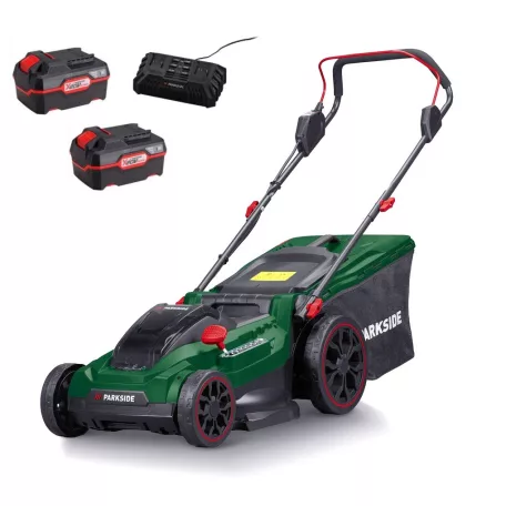 ParkSide PRMA 40-Li C1 / D2 / E3 DUO X20V 2 x 20V 4Ah Li-ion dupla akkus, 40 cm vezeték nélküli, fűgyűjtős, 40V akkumulátoros fűnyíró, dupla töltővel