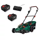 ParkSide PRMA 40-Li B3 D-SMART-8 X20V 2 x PAPS 208 A1 20V 8Ah Bluetooth Smart Li-ion dupla akkus, 43 cm vezeték nélküli, fűgyűjtős, 40V akkumulátoros fűnyíró dupla akkutöltővel