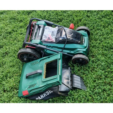 BONTOTT, használt, javított ParkSide PRMA 40-Li C1 SOLO X20V vezeték nélküli, fűgyűjtős, 40V 40cm akkumulátoros fűnyíró, Brushless fűnyírógép kefementes motorral, akku és töltő nélkül