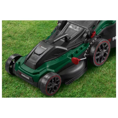 ParkSide PERM 1800 A1 1800W 44 cm elektromos fűnyíró, 55L fűgyűjtős fűnyírógép Turbo Power motorral, központi vágásmagasság állítással 20-70 mm között (PRM 1800 A1 / B2 / C3 utódja)