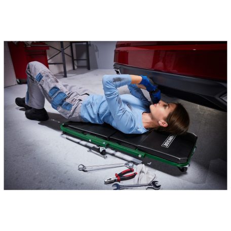 ParkSide PRW 2 A1 2 az 1-ben összecsukható, guruló szerelőszék 120 kg / szerelőágy 150 kg teherbírással, járművek alatti munkákhoz