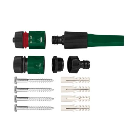ParkSide PSA 2025 A1 20m 4 bar fali automata tömlődob, falra szerelhető tömlőtároló, tömlődoboz 20 méter 1/2" locsolótömlővel és szórófejjel 