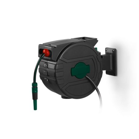 ParkSide PSA 25 C1 25m 4 bar fali automata tömlődob, falra szerelhető tömlőtároló, tömlődoboz 25 méter 1/2" locsolótömlővel és szórófejjel 