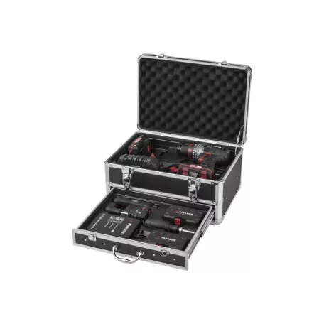 ParkSide PSBSAP 20-Li D4 XXL 98 részes alu kofferes Performance Brushless 64 Nm akkus fúró, ütvefúró készlet fém kofferben 2 akkuval, töltővel, 98 tartozékkal