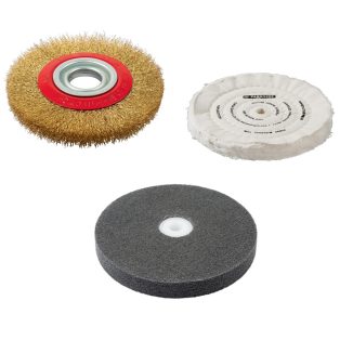   ParkSide 3 darabos 150 mm acél drótkefe, szilícium-karbid csiszolókő és pamut polírozó korong készlet PSBS 240 C2 kombinált állványos csiszológéphez