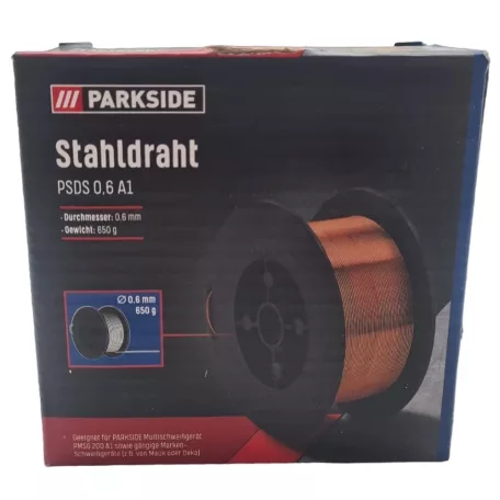 ParkSide PSDS 0.6 A1 / C1 acéldrót, 300 méter 0.6 mm hegesztőhuzal (650 gramm) ParkSide PMSG 200 A1 / A2 multihegesztőhöz vagy más márkájú hegesztőgépekhez