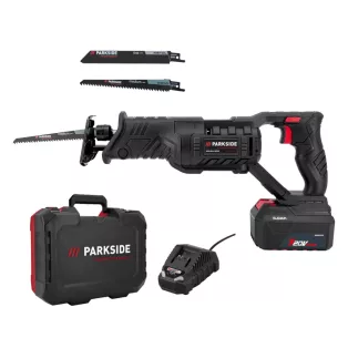   ParkSide Performance PSSAP 20-Li E5 / D5 / E6 20V 4Ah akkus kardfűrész, orrfűrész, akkumulátoros Brushless szablyafűrész 4Ah akkuval, töltővel, 22 mm lökethosszal