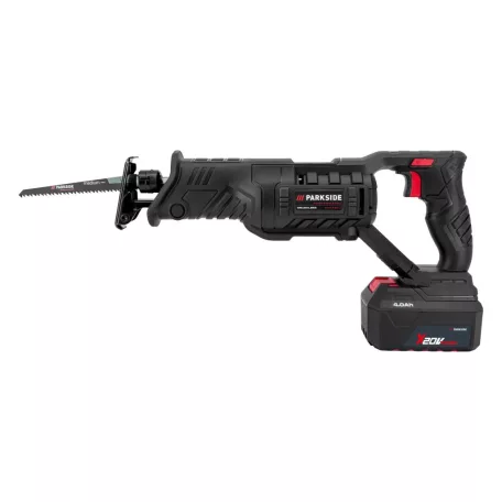 ParkSide Performance PSSAP 20-Li E5 / D5 / E6 20V 4Ah akkus kardfűrész, orrfűrész, akkumulátoros Brushless szablyafűrész 4Ah akkuval, töltővel, 22 mm lökethosszal