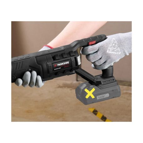 ParkSide Performance PSSAP 20-Li E6 SOLO prémium Brushless (BL - kefementes) X20V akkus, 20V akkumulátoros kardfűrész, orrfűrész akku és töltő nélkül, 22 mm lökethosszal