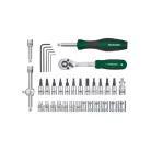 ParkSide PSSS 36 A1 36 részes 1/4" 6.3 mm racsnis dugókulcs (krova), imbuszkulcs és bitfej készlet praktikus kofferben