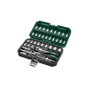   ParkSide PSSS 37 RH 37 részes 1/4" 6.35 mm racsnis dugókulcs (krova), bitfej készlet kofferben,  270° forgófejes racsnival