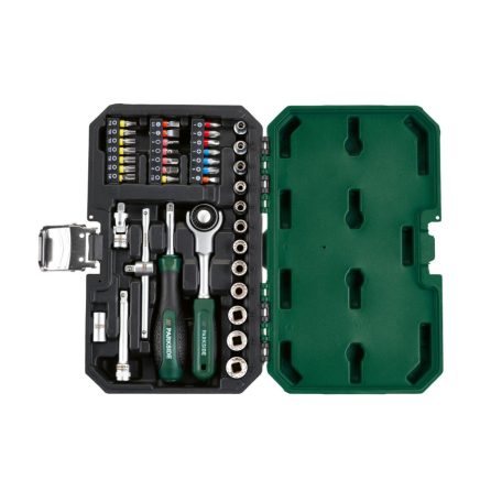ParkSide PSSS 39 RH 39 részes 1/4" racsnis dugókulcs (krova), bitfej készlet kofferben,  270° forgófejes racsnival