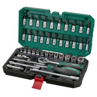   ParkSide PSSS 46 A1 46 részes 1/4" racsnis dugókulcs (krova), imbuszkulcs és bitfej készlet kofferben