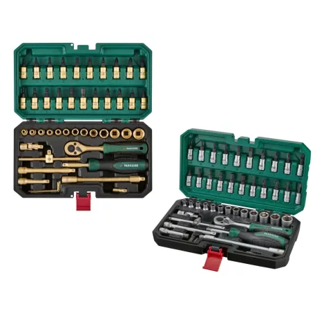 ParkSide PSSS 46 A1 46 részes 1/4" racsnis dugókulcs (krova), imbuszkulcs és bitfej készlet kofferben ezüst / arany